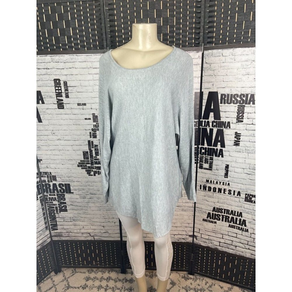 Premise XL Gray Heather Cashmere Blend Scoop Neck Long Dolman Sleeve Sweater